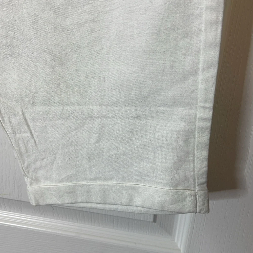 J Crew Linen Cotton Blend Drawstring Pants White 16